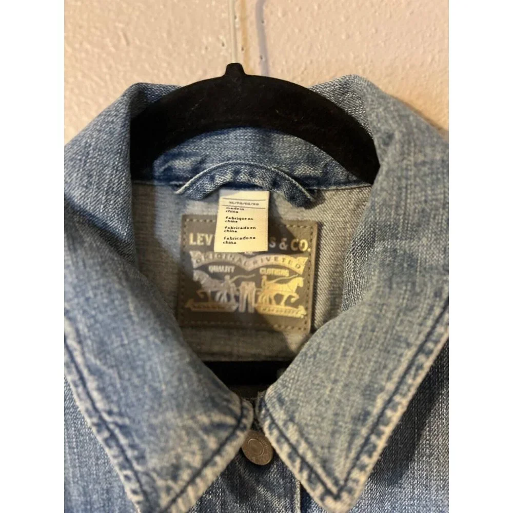Levis Womens Jacket Blue XL Trucker Jean Cotton Denim Classic Washable - Picture 9 of 10